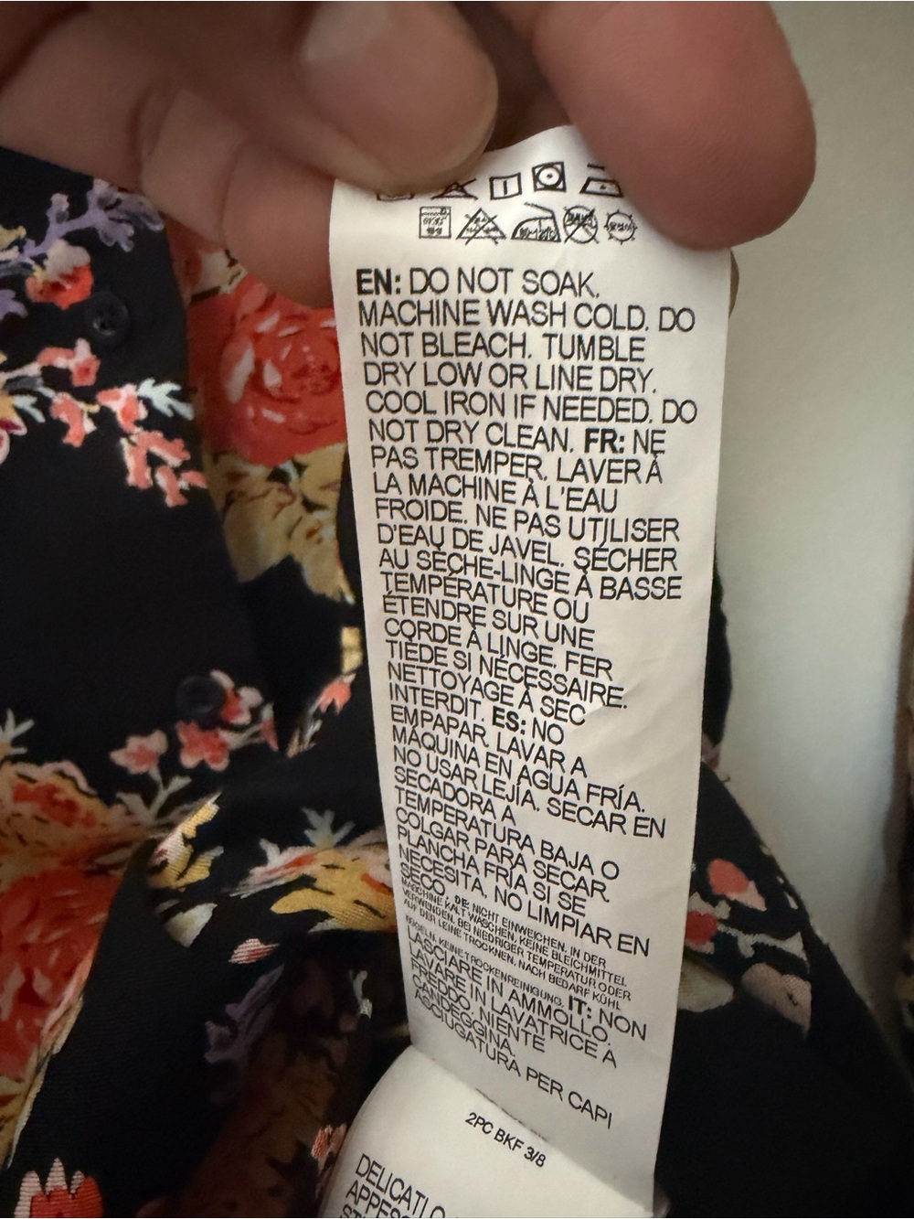 RVCA Floral Mini Dress Small Black Rose Print Button Front Boho Cottagecore - Picture 7 of 7